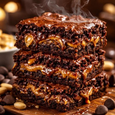 Image of Ooey Gooey Peanut Butter Chocolate Brownies