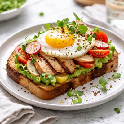 Image of Open Chicken and Egg Sandwich