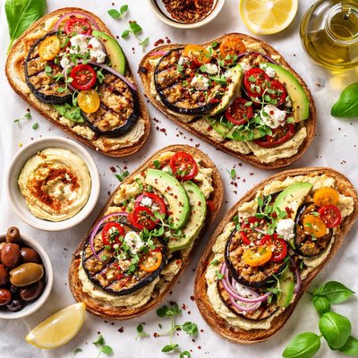 Image of Open Face Grilled Eggplant Sandwiches