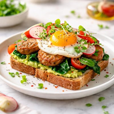 Image of Open Face Meatless Breakfast Sandwich
