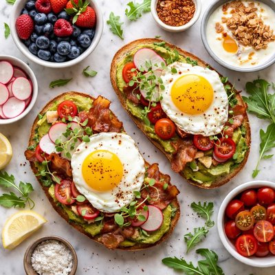 Image of Open Faced Breakfast Sandwiches for Two