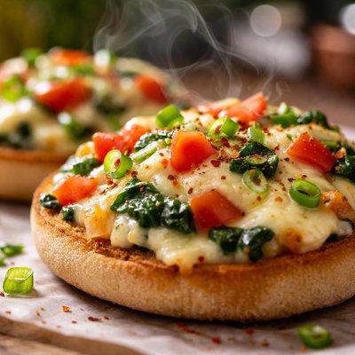 Image of Open Faced English Muffin Melts No Meat