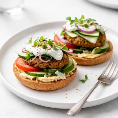 Image of Open Faced Falafel Burgers