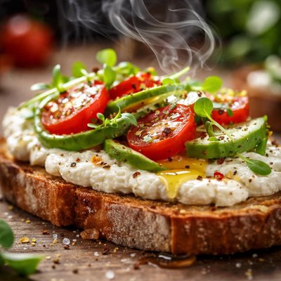 Image of Open Faced Goat Cheese Sandwich