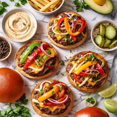 Image of Open Faced Pepper Burgers