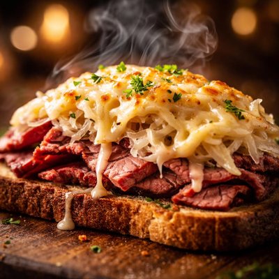 Image of Open Faced Reuben Sandwich