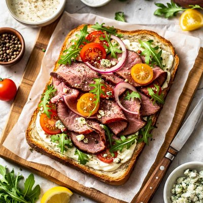 Image of Open Faced Roast Beef Sandwich