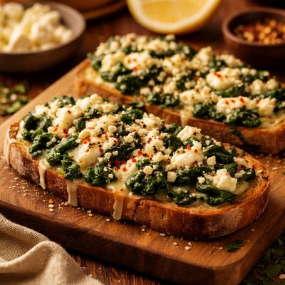 Image of Open Faced Spinach and Feta Melt