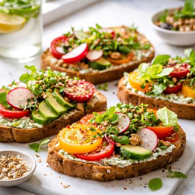 Image of Open Faced Vegetable Sandwiches