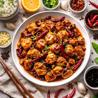 Image of Orange Chicken with Red Chilies Szechuan Style Dave Dewitt