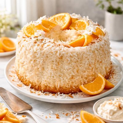 Image of Orange Coconut Angel Food Cake