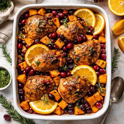 Image of Orange Cranberry Chicken with Sweet Potatoes