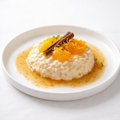 Image of Orange Flavoured Rice Pudding with Orange Cinnamon Syrup