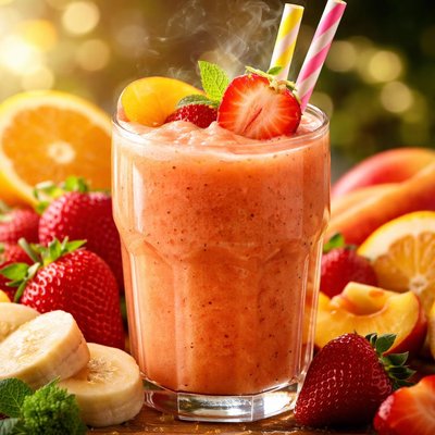 Image of Orange Peach Strawberry and Banana Smoothie
