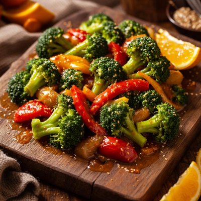 Image of Orange Sauced Broccoli and Peppers