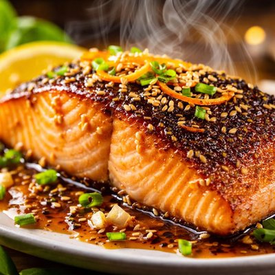 Image of Orange Sesame Glazed Salmon W Extra Crispy Skin