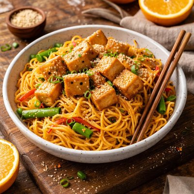 Image of Orange Sesame Noodles with Tofu