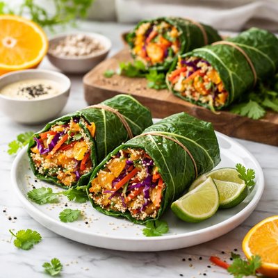 Image of Orange Slaw Wraps Raw Vegan