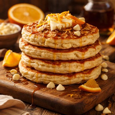 Image of Orange White Chocolate Chip Pancakes