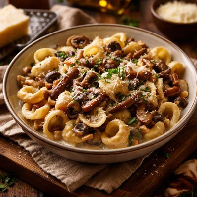 Image of Orecchiette Pasta with Wild Mushroom Cream Sauce Emeril Lagasse