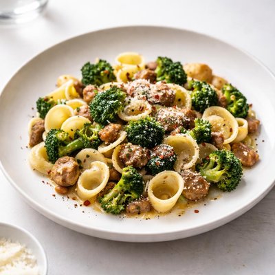 Image of Orecchiette with Italian Sausage Broccoli and Parmesan Cheese