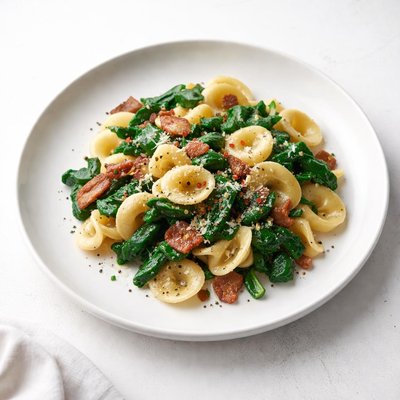 Image of Orecchiette with Spinach Garlic and Bacon