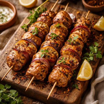 Image of Oregano Lemon Pork Kebabs