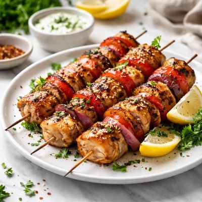 Image of Oriental Chicken and Red Bell Pepper Kabobs