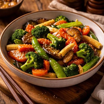 Image of Oriental Stir Fry Vegetables with Oyster Sauce