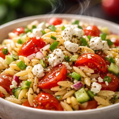 Image of Orzo and Tomato Salad with Feta Cheese