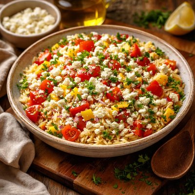 Image of Orzo Feta Pepper Salad