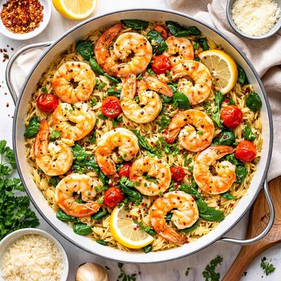 Image of Orzo with Baked Shrimps