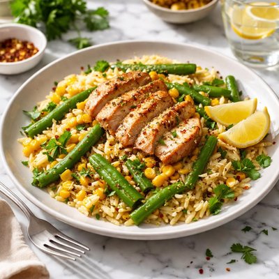Image of Orzo with Chicken Corn and Green Beans