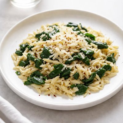 Image of Orzo with Spinach and Asiago Cheese