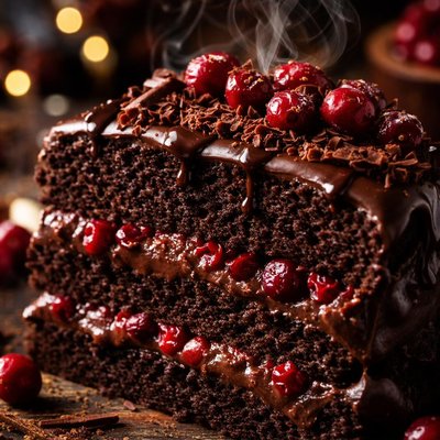 Image of Outrageous Chocolate Cranberry Fudge Cake