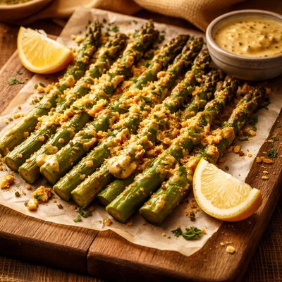 Image of Oven Baked Asparagus with Mustard Sauce