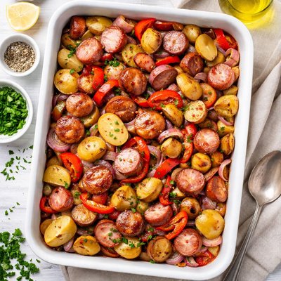 Image of Oven Baked Kielbasa and Potatoes
