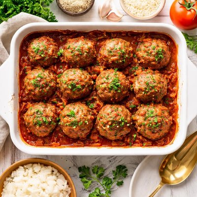 Image of Oven Baked Porcupine Meatballs
