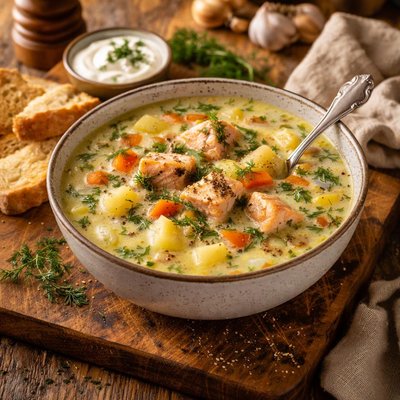 Image of Oven Baked Salmon Soup