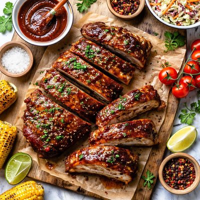 Image of Oven Barbecued St Louis Style Ribs