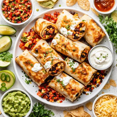 Image of Oven Fried Chicken and Black Bean Chimichangas Oamc