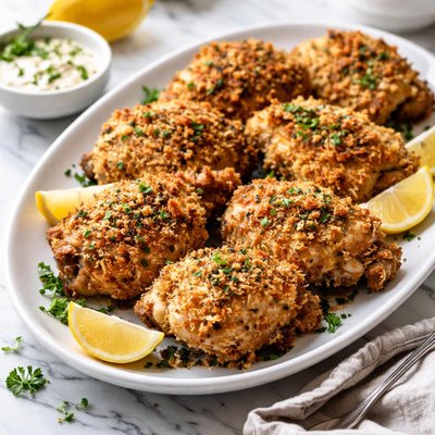 Image of Oven Fried Chicken Thighs with Panko and Parmesan