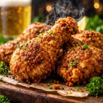 Image of Oven Fried Chicken with Beer and Buttermilk