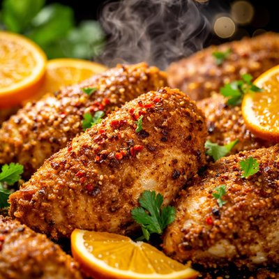 Image of Oven Fried Orange and Curry Chicken