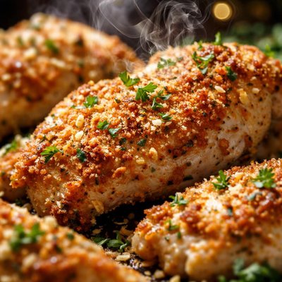 Image of Oven Fried Parmesan Garlic Chicken