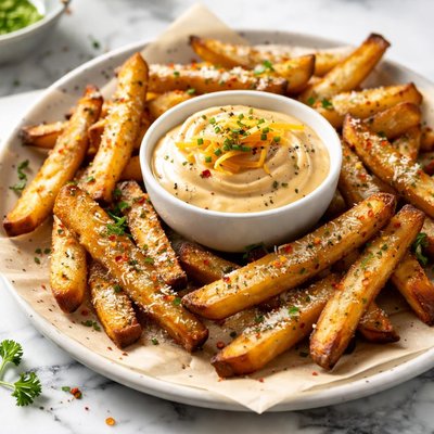 Image of Oven Fries W Cheddar Horseradish Dipping Sauce
