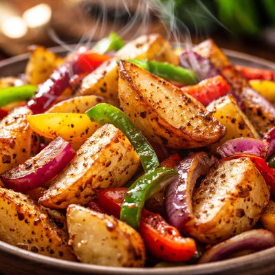 Image of Oven Home Fries with Peppers and Onions