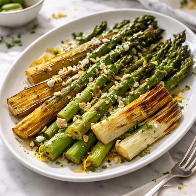 Image of Oven Roasted Asparagus and Leeks