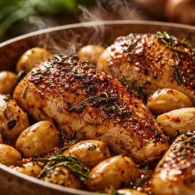 Image of Oven Roasted Chicken with Forty Garlic Cloves