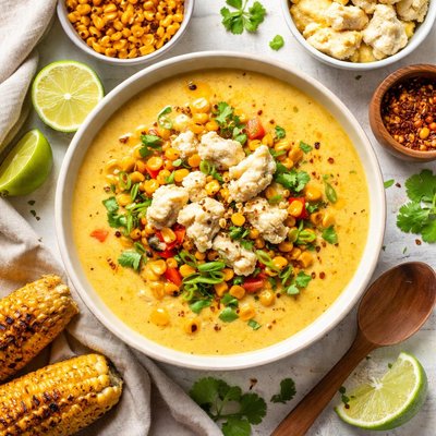 Image of Oven Roasted Corn Soup with Lump Crabmeat